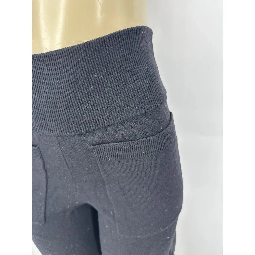 Wilfred Aritza XS Women Black Wool Blend Knit Cropped Capri Pants 22”In 37-28